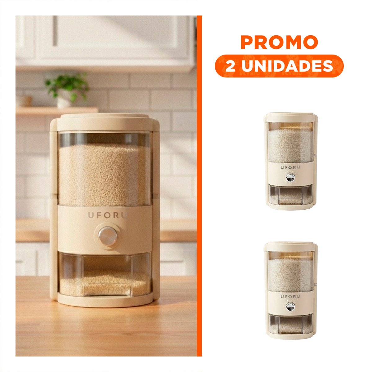 PACK2 CONTENEDOR 10L DE GRANOS DE COLOR CREMA Y TRANSPARENTE PARA GUARDAR - 1