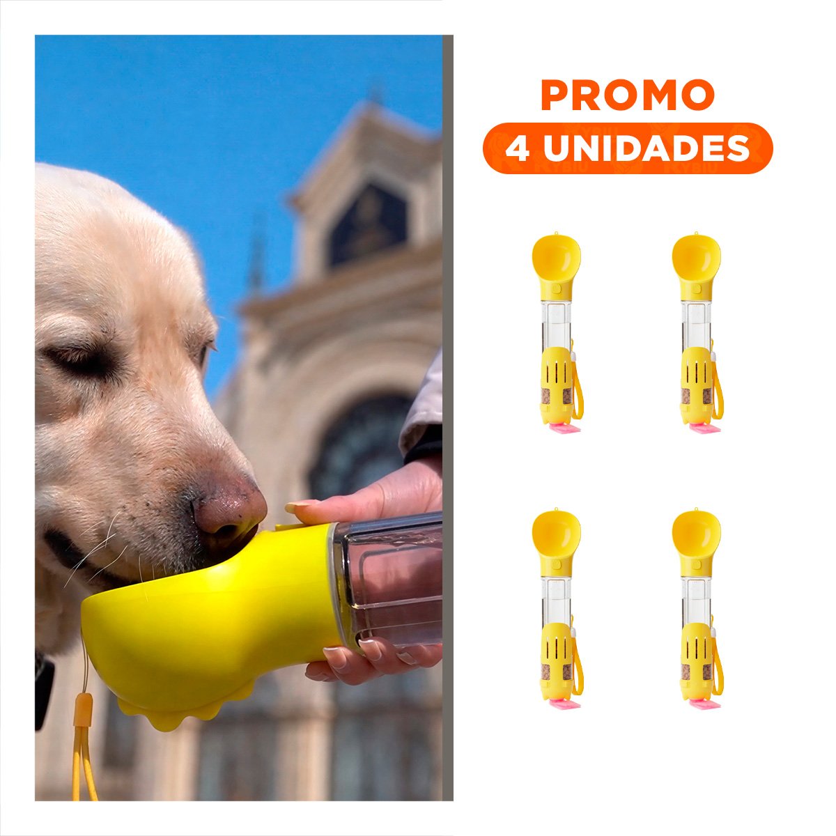 PACK4 BEBEDERO PORTATIL 4 EN 1 AMARILLO GRANDE PARA SUS PADRES Y SU COMODIDAD Y+REGALO STICKER - 1