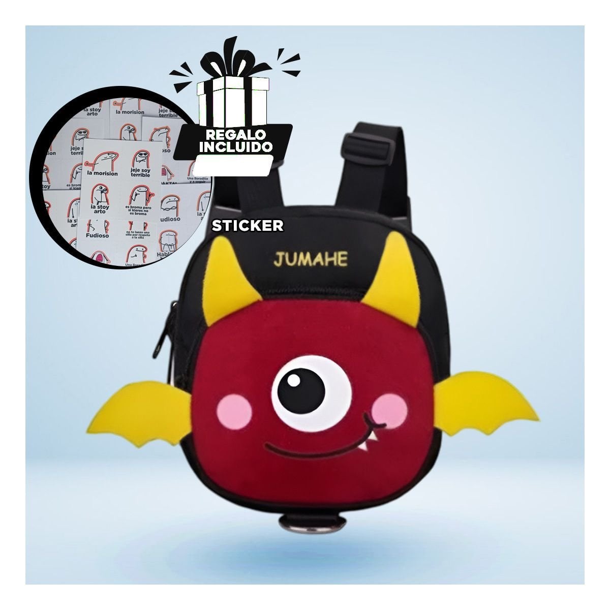MORRAL PARA MASCOTA NEGRO DE MURCIELAGO CON MUCHA GUIA PARA SU RUTINA Y+REGALO STICKER - 1