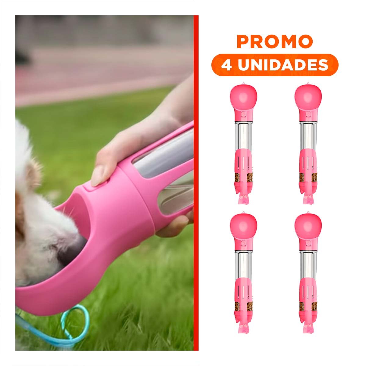 PACK4 BEBEDERO PORTATIL 4 EN 1 ROSADO GRANDE PARA SUS PADRES Y SU COMODIDAD Y+REGALO STICKER - 1