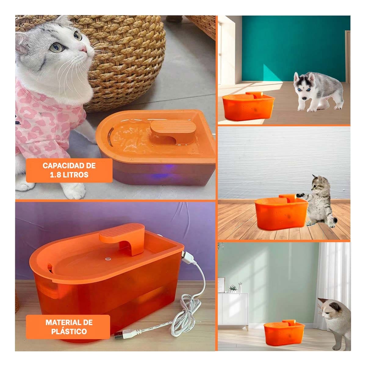 PACK2 FUENTE RECTANGULAR PET ANARANJADO DE PLASTICO MUY UTIL Y+PAPEL REGALO - 3