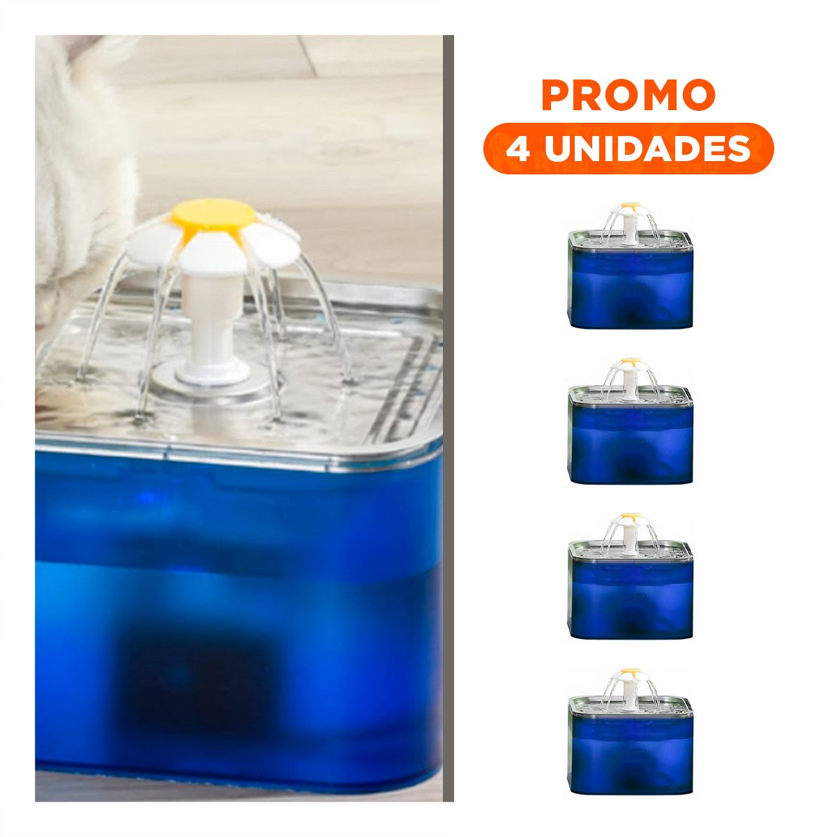 PACK4 DISPENSADOR ELECTRICO AZUL CUADRADO PET EN ACERO INOXIDABLE Y+REGALO STICKER - 1