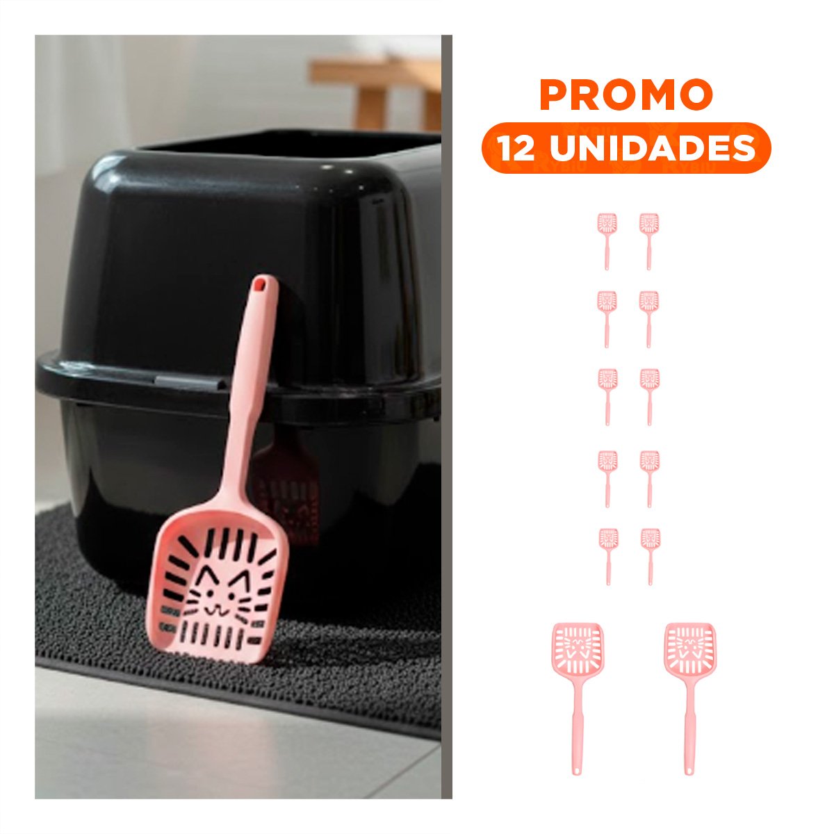 PACK12 IMPLEMENTO PLASTICO PARA ARENERO DE GATO ROSADO PASTEL Y+REGALO STICKER - 1