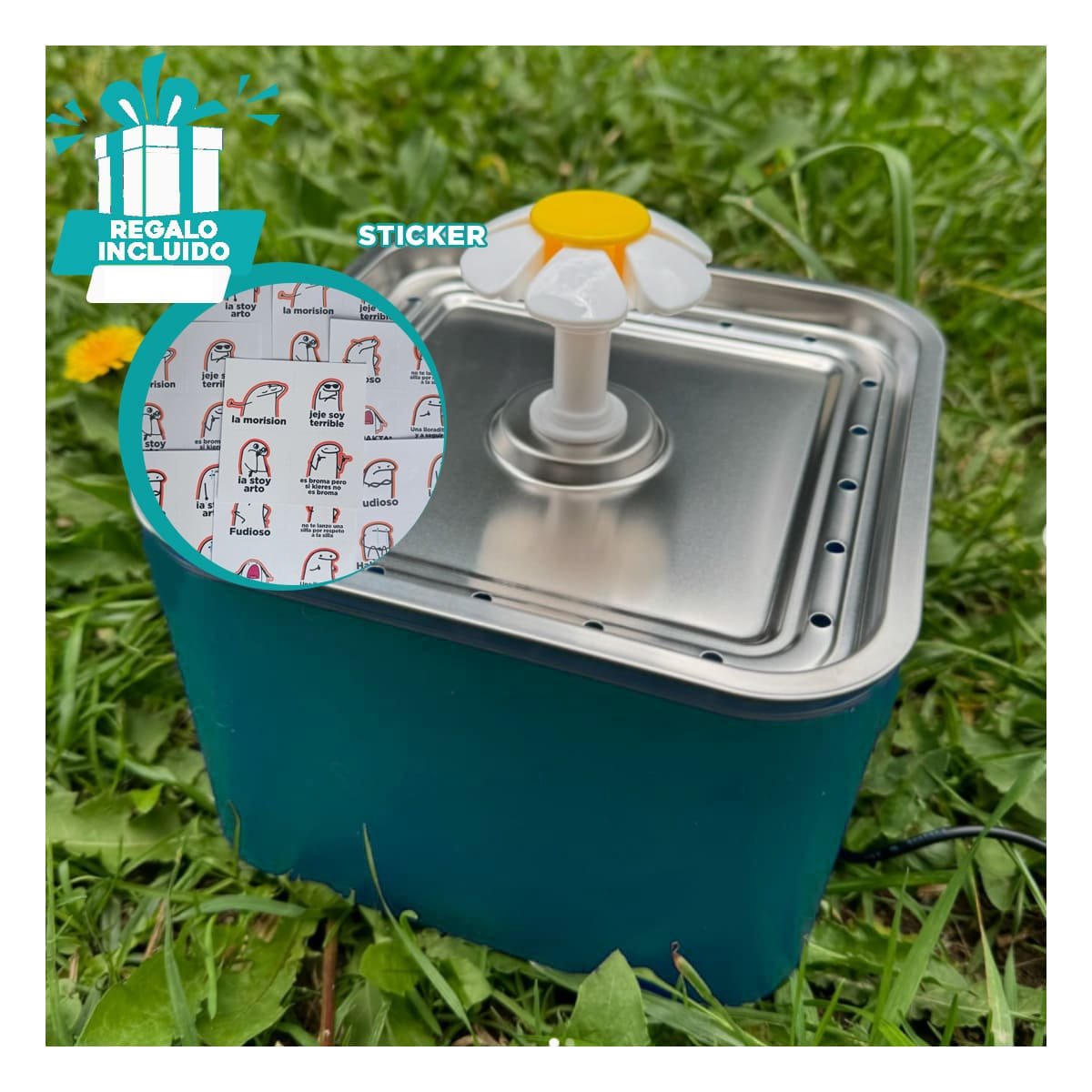 ESTACION PARA MASCOTA VERDE EN ACERO INOXIDABLE CUADRADO PET Y+REGALO STICKER - 1
