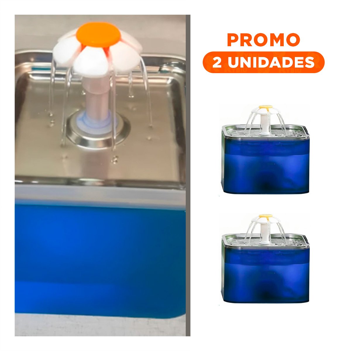 PACK2 DISPENSADOR DE AGUA AZUL PARA PERRO Y GATO EN ACERO INOXIDABLE - 1
