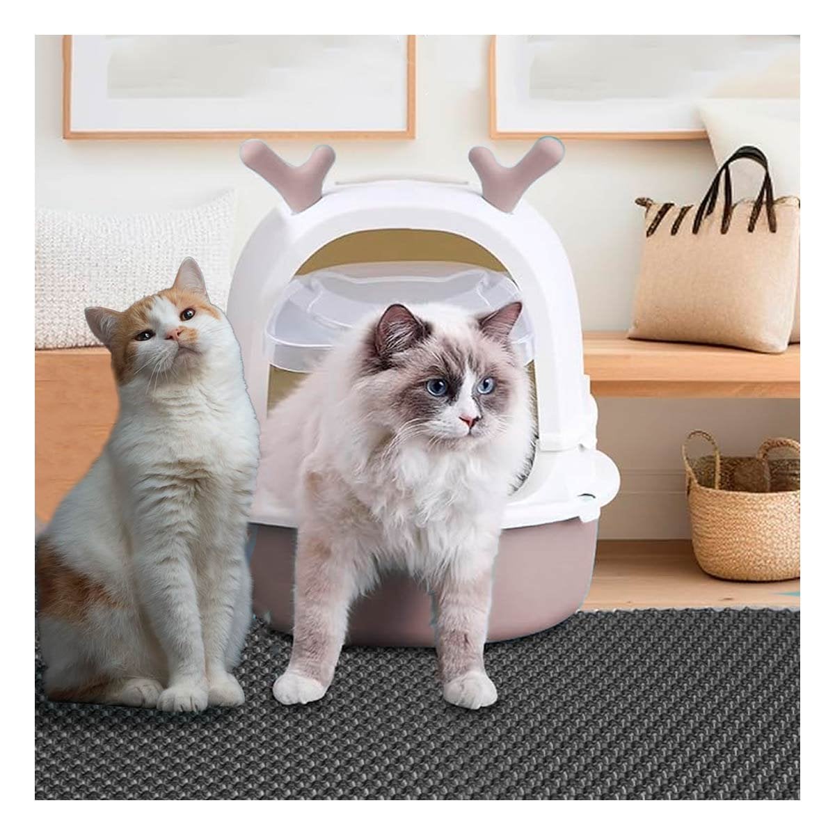 PACK4 SANITARIO GRANDE PARA GATO RENO 2 EN 1 CON PALA CASA Y+REGALO STICKER - 5