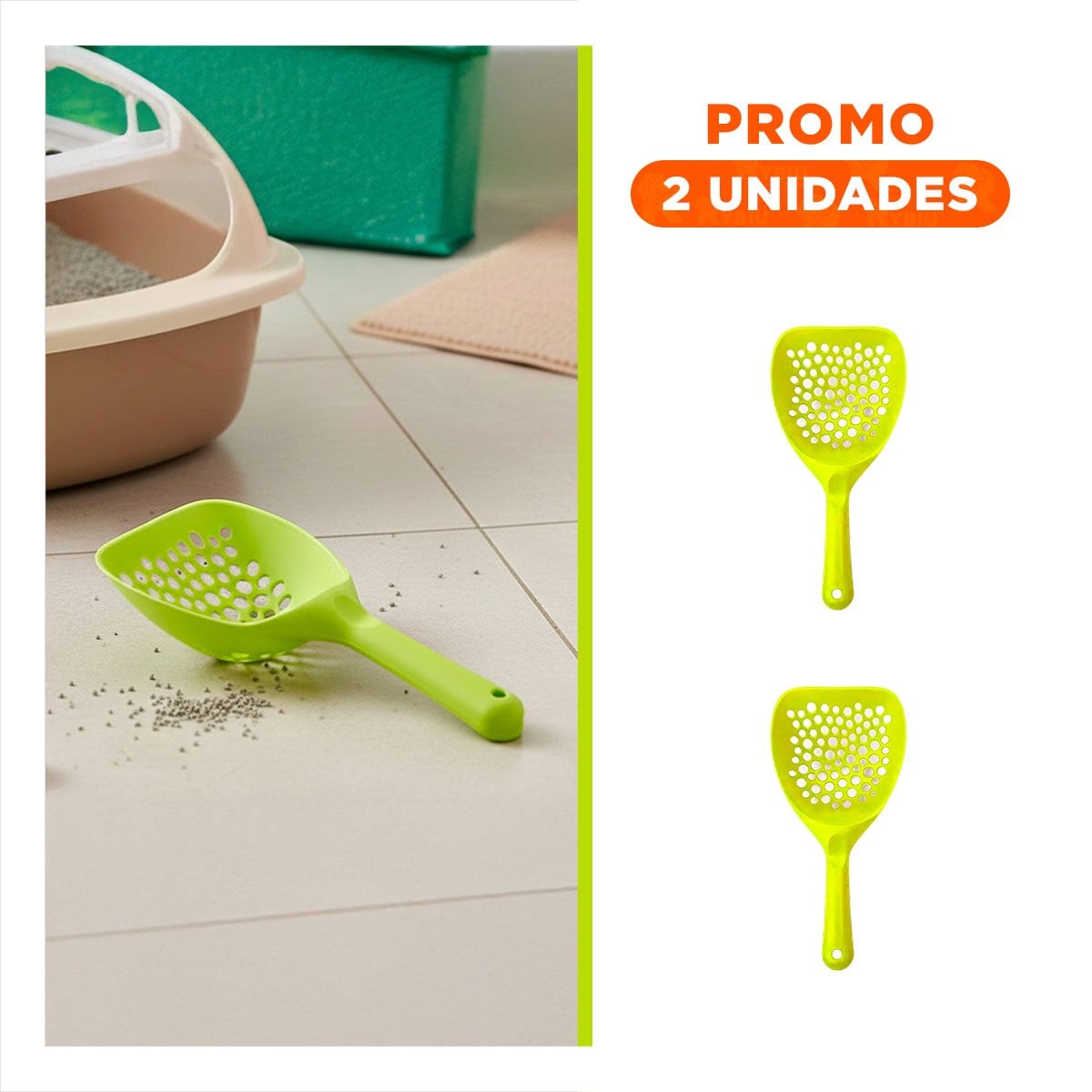 PACK2 CUCHARA FUNCIONAL 32X16CM PARA ARENA DE GATO AMARILLO - 1