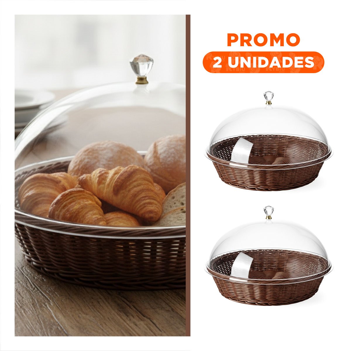 PACK2 TAPA 31X23CM TEJIDA CUPULA COLOR MARRON DE PLASTICO PARA MESA Y COCINA - 1