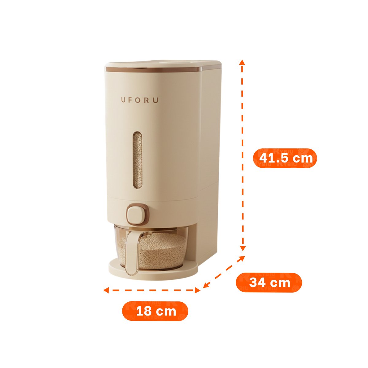 BASE DE DISPENSADOR DE GRANOS 10L CREMA MARRON PARA COCINA Y+POST IT - 4