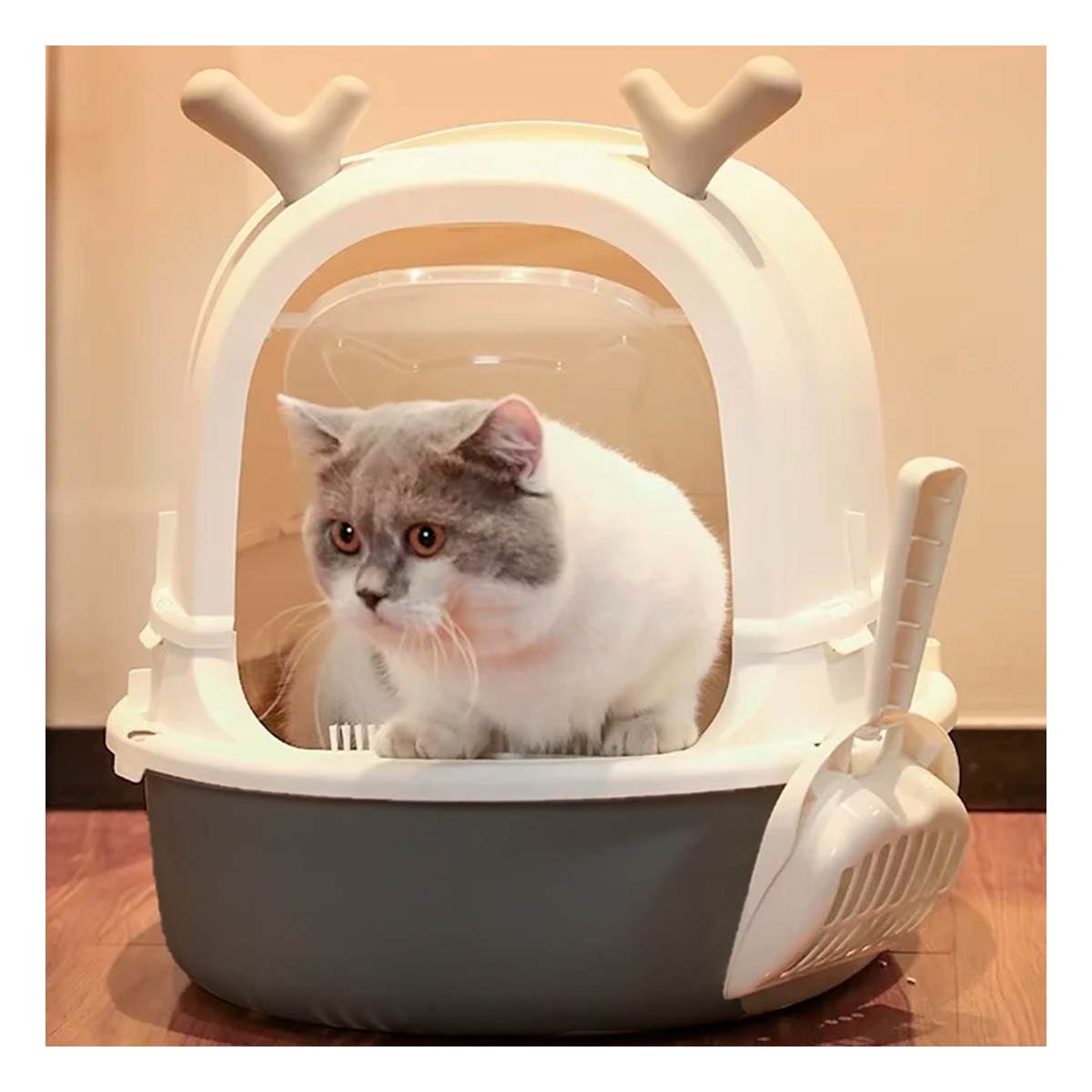 SANITARIO CERRADO PARA GATO RENO 2 EN 1 CON PALA HOGAR - 2