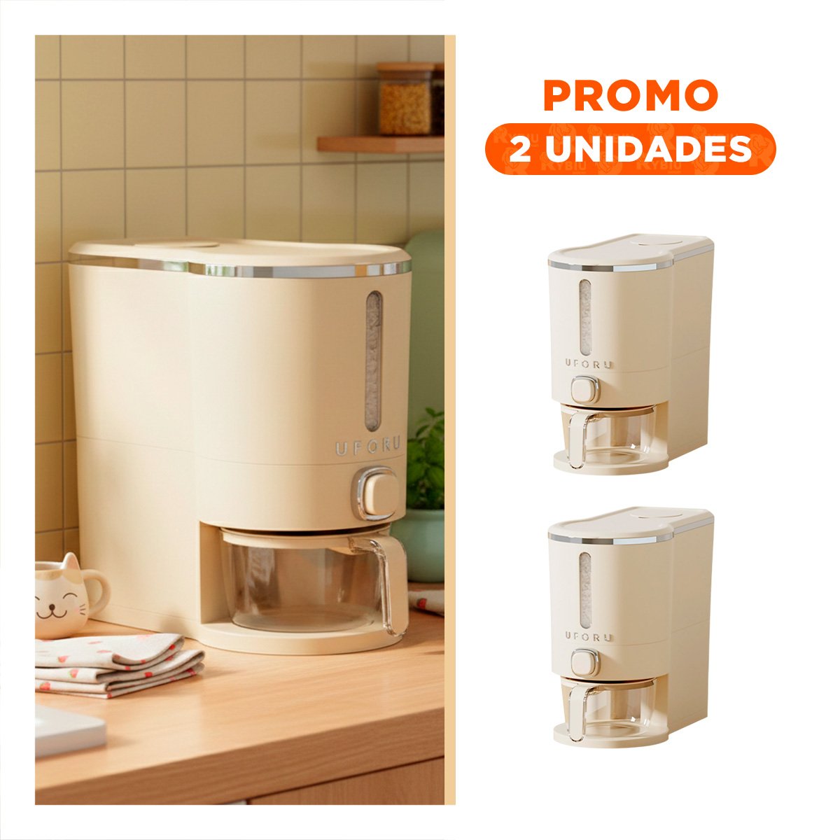 PACK2 CONTENEDOR 5L DE GRANOS DE COLOR CREMA Y PLATEADO PARA GUARDAR - 1