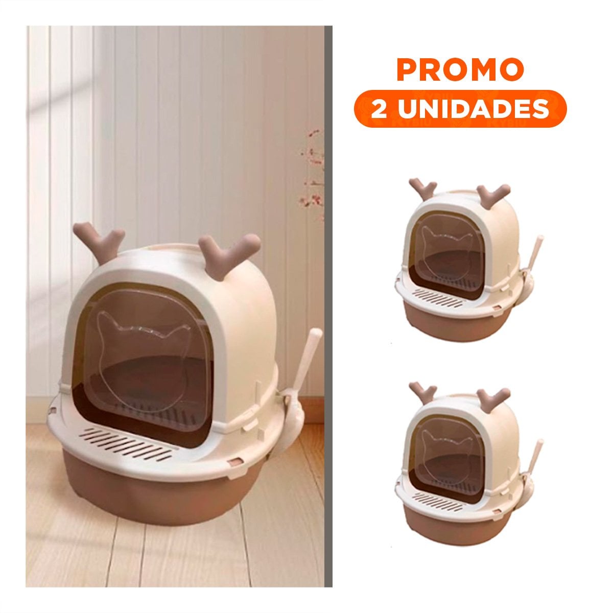 PACK2 SANITARIO ABIERTO PARA GATO RENO 2 EN 1 CON PALA CASA - 1