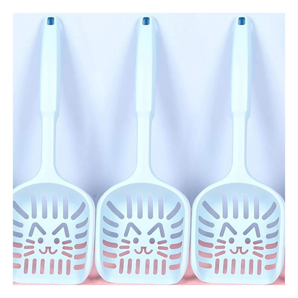 PACK2 CUCHARA FUNCIONAL 40X13CM LIMPIEZA ARENA CELESTE PASTEL Y+REGALO STICKER - 3