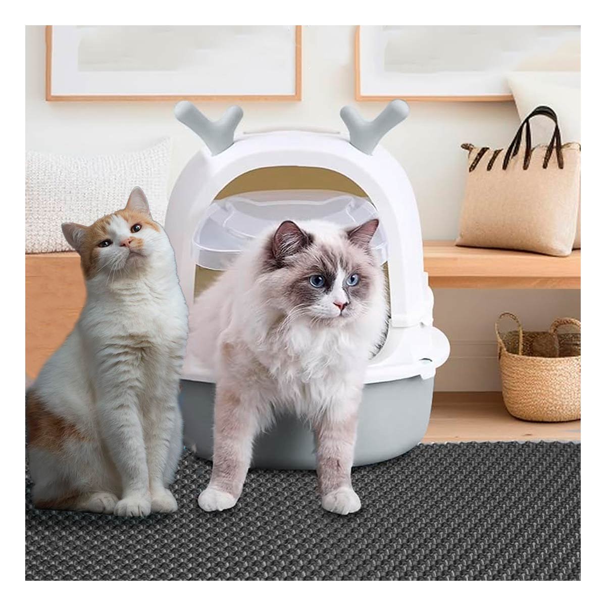 CAJA SANITARIA ABIERTA RENO 2 EN 1 CON PALA PARA GATO HOGAR Y+REGALO STICKER - 2