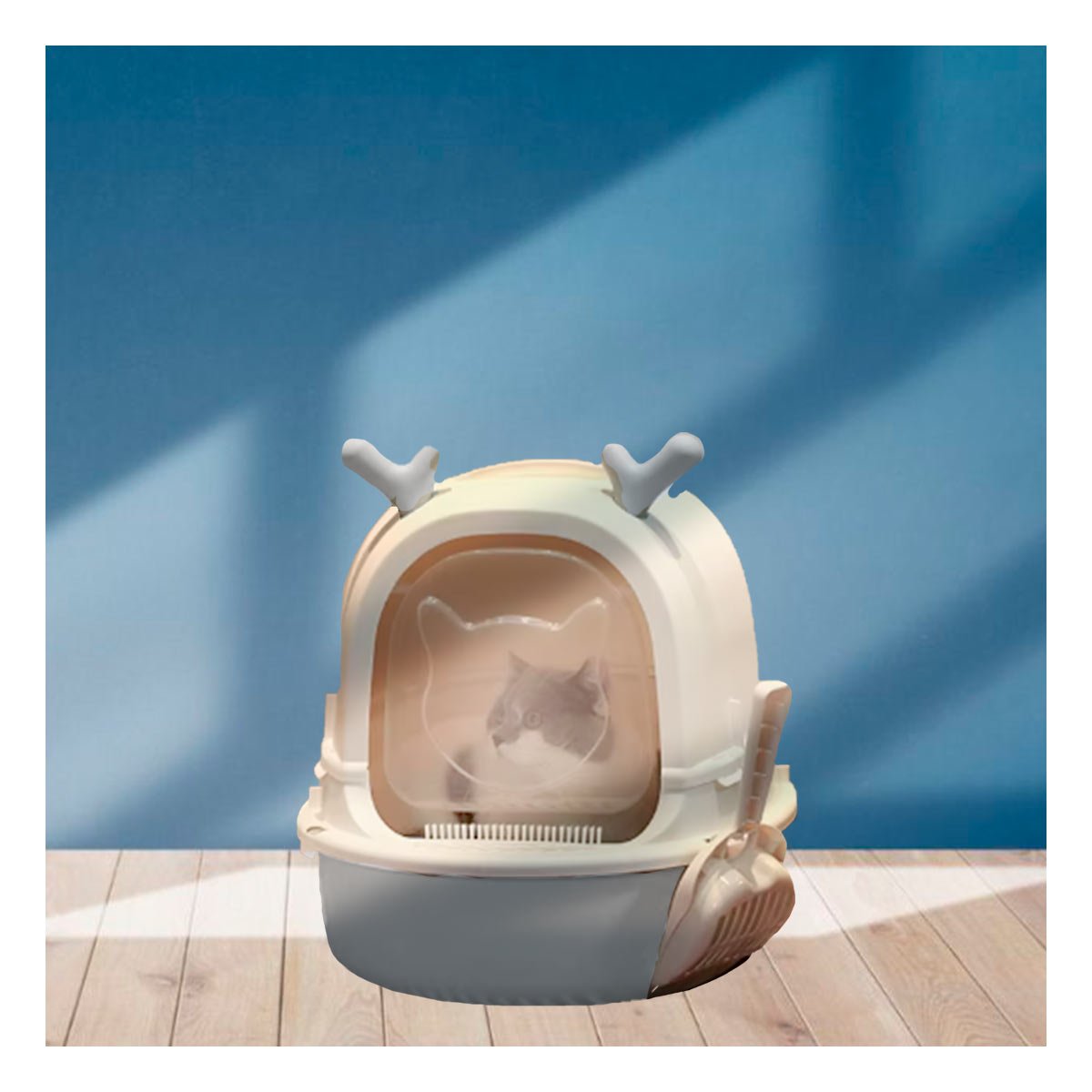 CAJA SANITARIA ABIERTA RENO 2 EN 1 CON PALA PARA GATO HOGAR Y+REGALO STICKER - 5