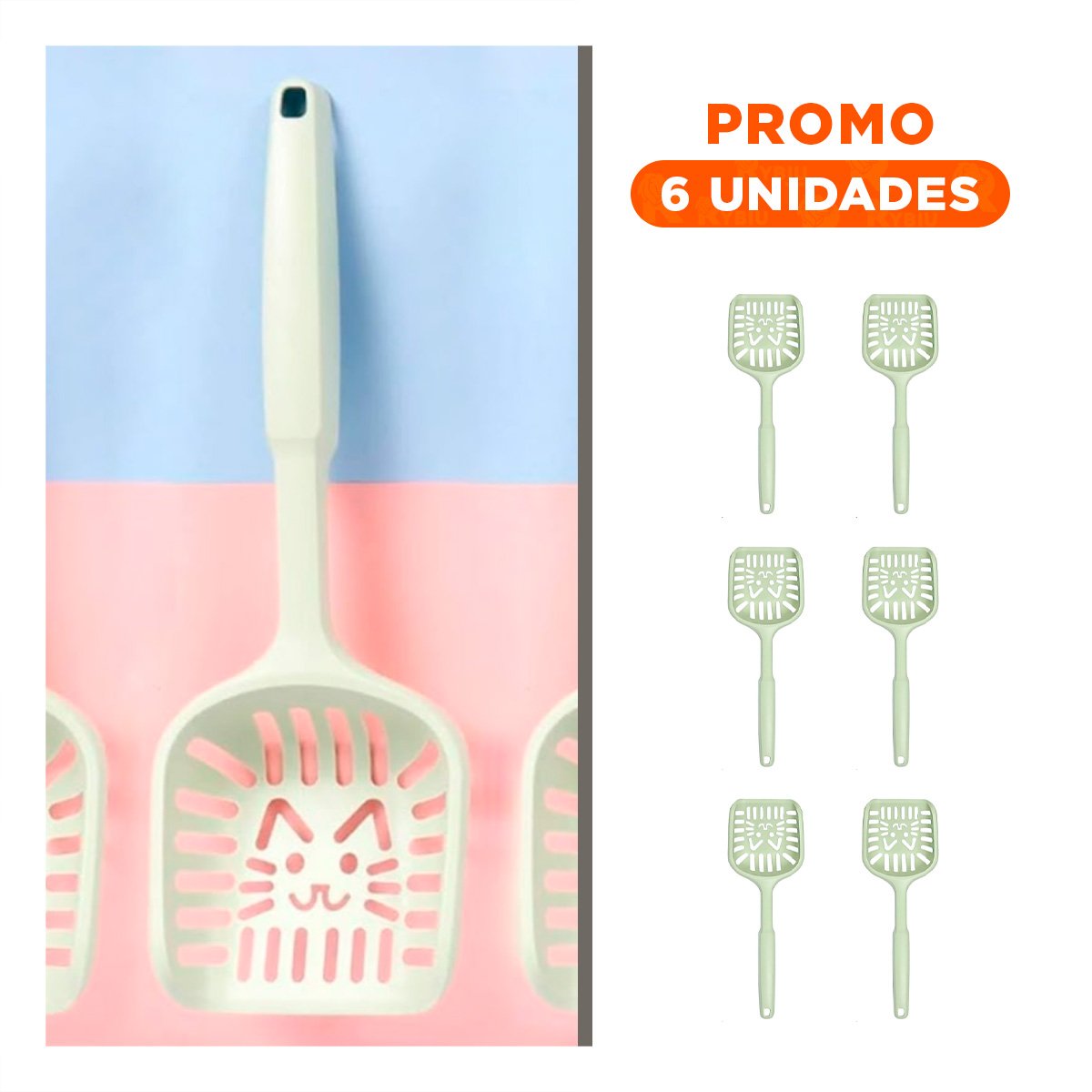 PACK6 RECOLECTOR MANUAL 40X13CM MASCOTAS VERDE PASTEL - 1