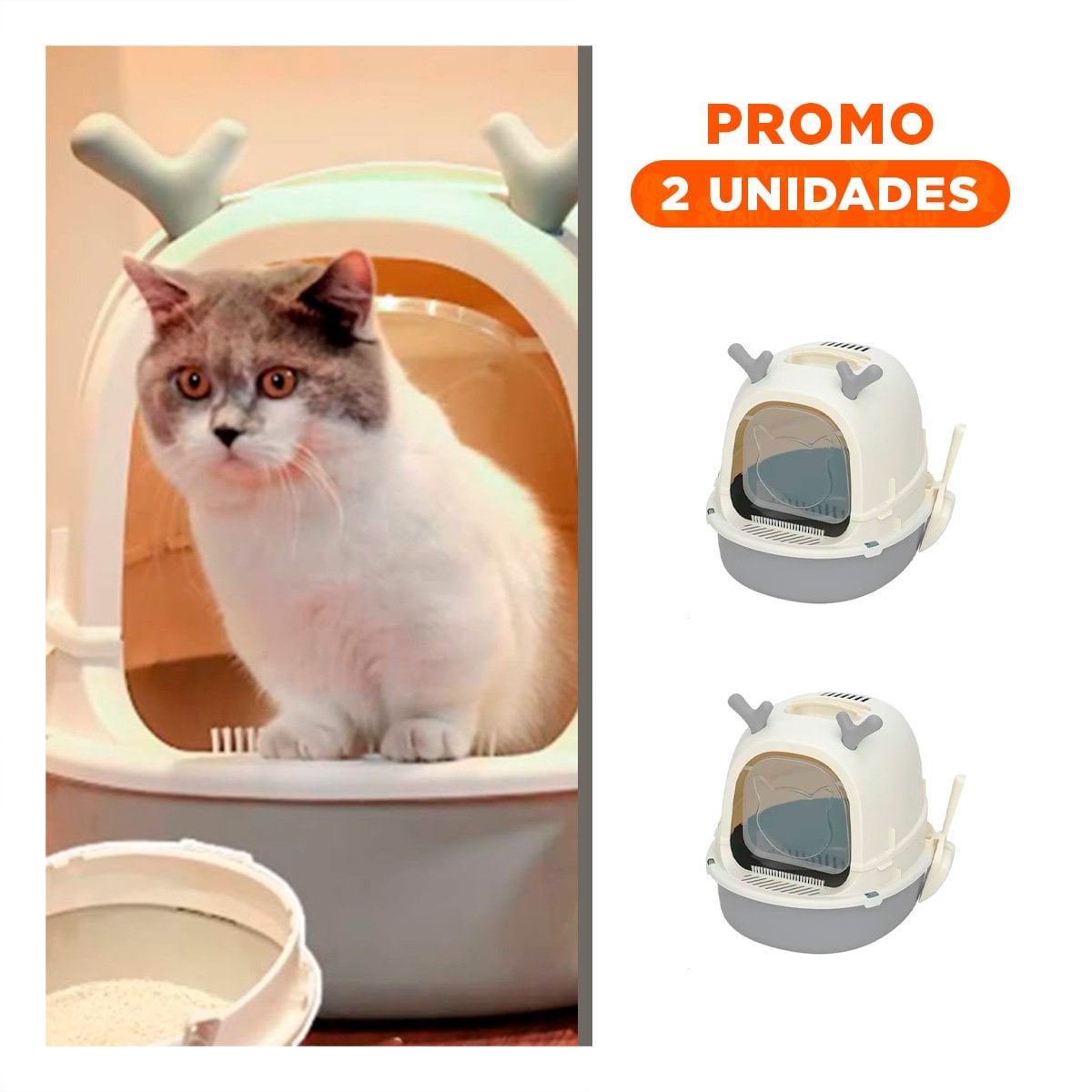 PACK2 SANITARIO ABIERTO PARA GATO RENO 2 EN 1 CON PALA CASA - 1