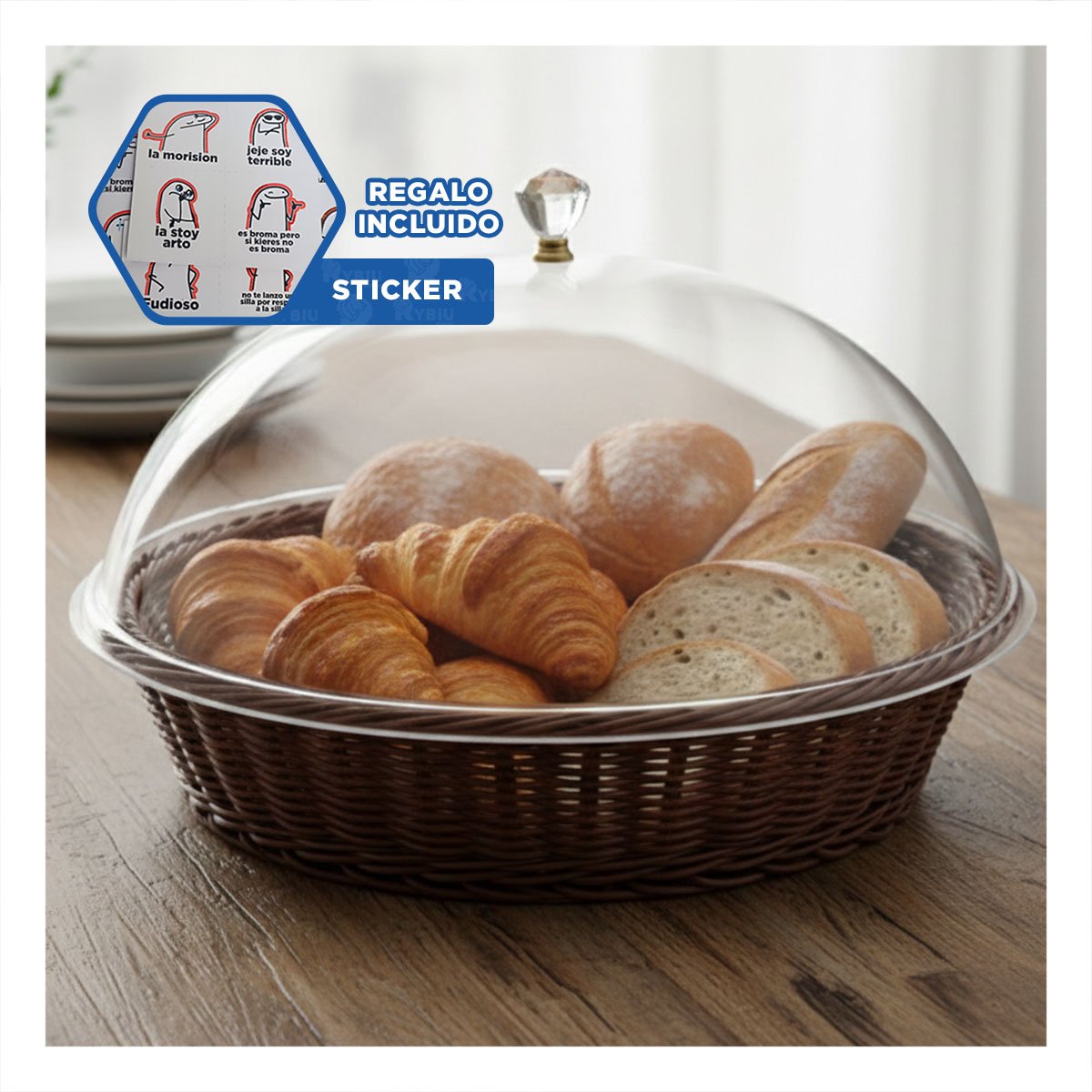 BASE CON CUPULA COLOR MARRON DE PLASTICO 31X23CM PARA EXHIBIR POSTRES Y+REGALO STICKER - 1
