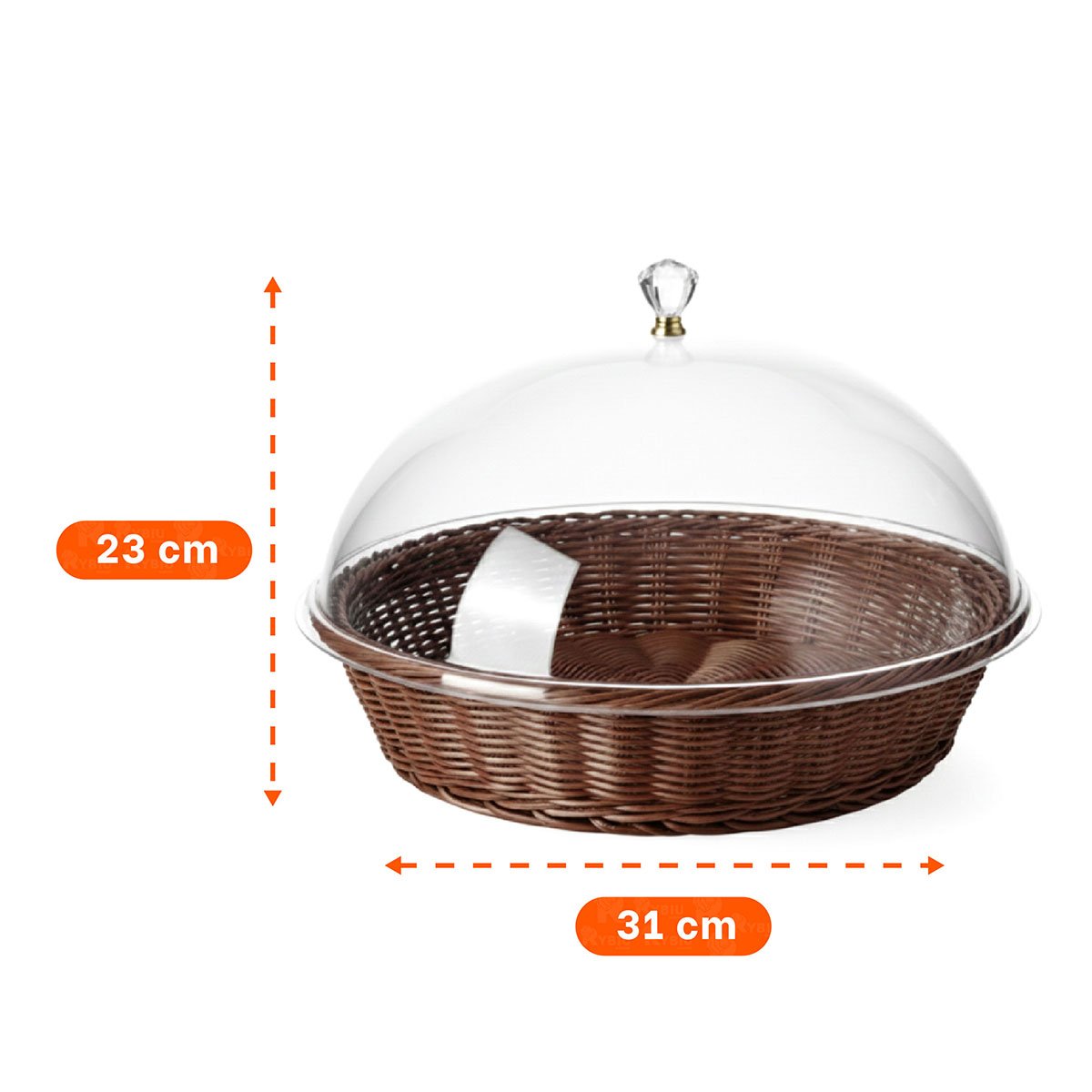 BASE CON CUPULA COLOR MARRON DE PLASTICO 31X23CM PARA EXHIBIR POSTRES Y+REGALO STICKER - 4