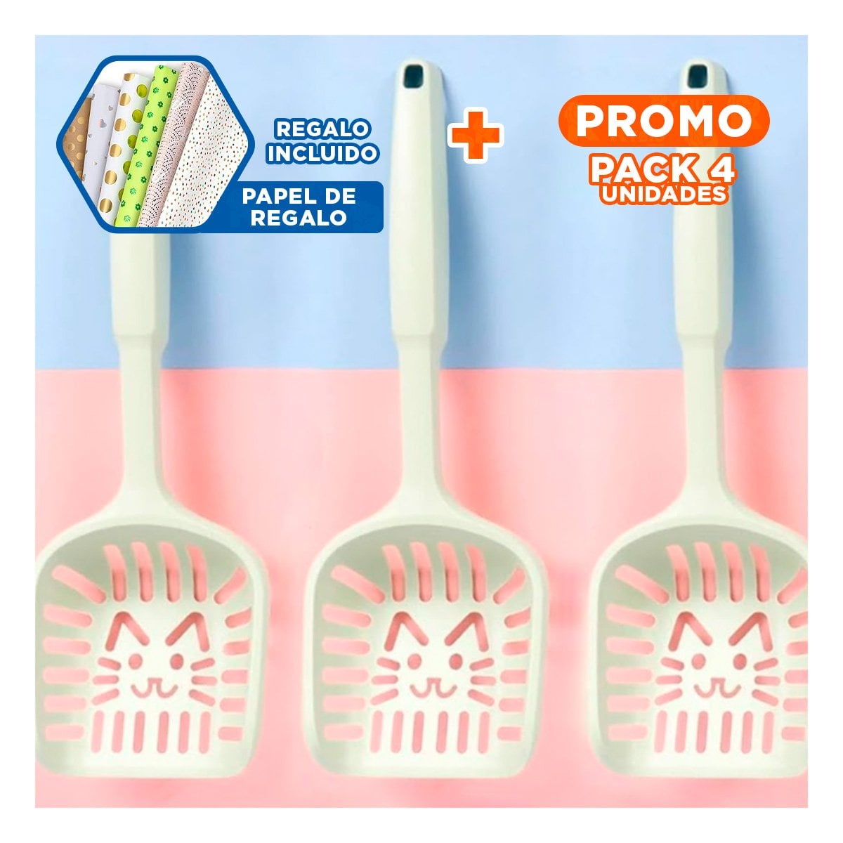 PACK4 TAMIZADOR HIGIENICO 40X13CM PARA GATO VERDE PASTEL Y+PAPEL REGALO - 1