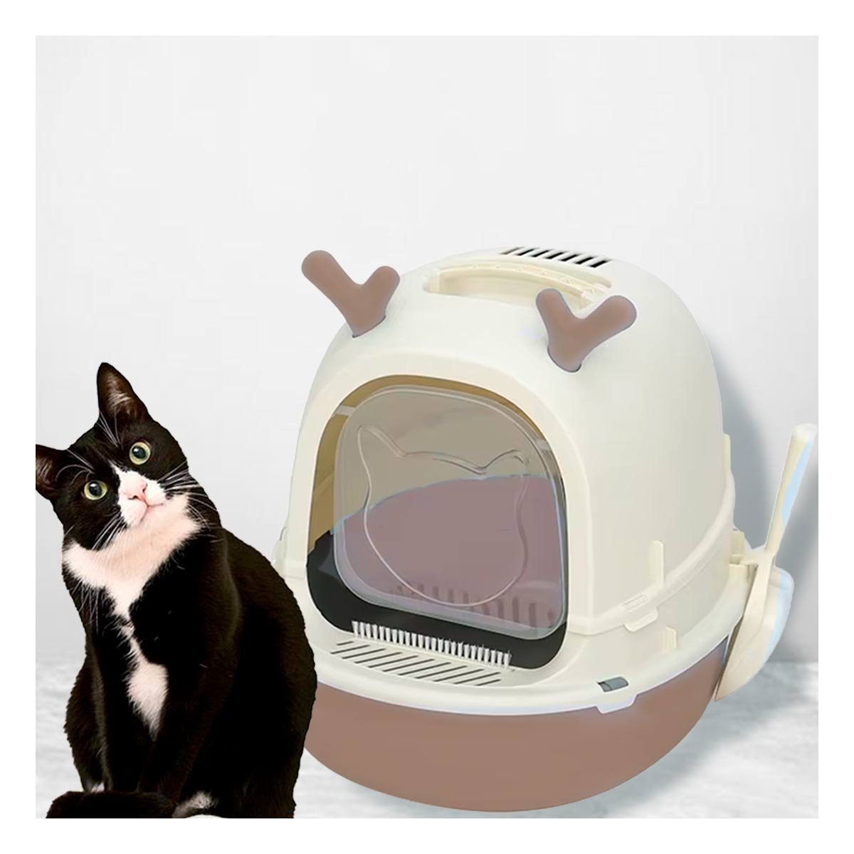 ARENERO ABIERTO RENO 2 EN 1 CON PALA PARA GATO CASA Y+PAPEL REGALO - 3