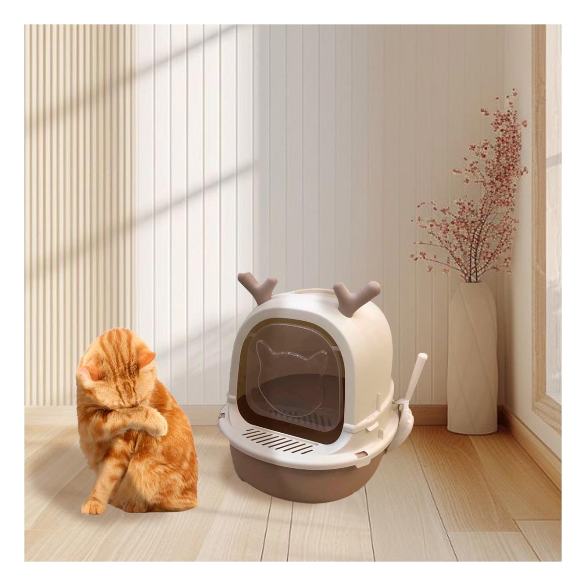 ARENERO ABIERTO RENO 2 EN 1 CON PALA PARA GATO CASA Y+PAPEL REGALO - 5