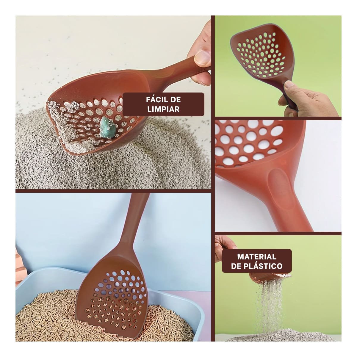 PALA SANITARIA PARA MASCOTAS 32X16CM CON HUEQUITOS FUNCIONALES - 5