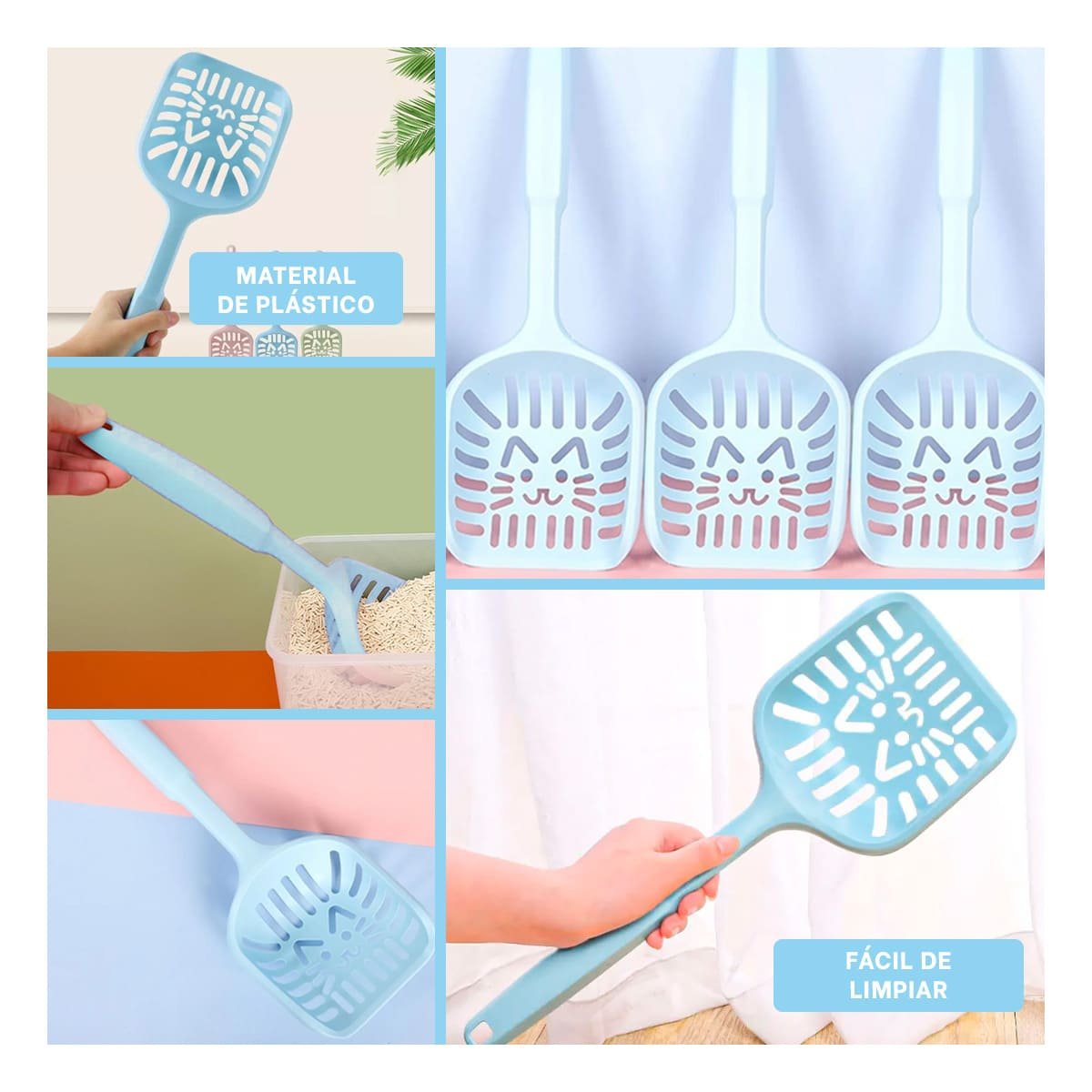 PACK2 RECOLECTOR FUNCIONAL 40X13CM ARENA SANITARIA CELESTE PASTEL Y+PAPEL REGALO - 3