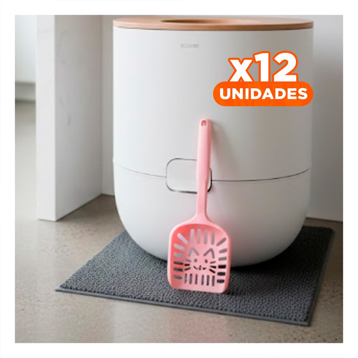PACK12 PIEZA PLASTICA PARA ARENA DE GATO DISENO CARA ROSADO PASTEL - 1