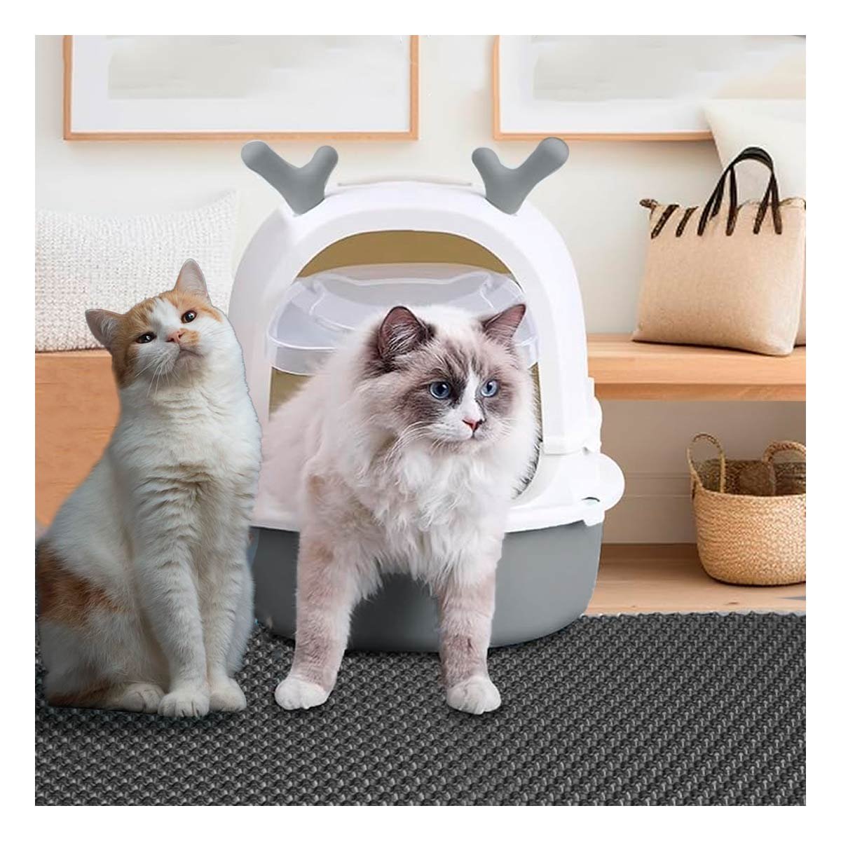 PACK4 SANITARIO GRANDE PARA GATO RENO 2 EN 1 CON PALA HOGAR Y+REGALO STICKER - 5