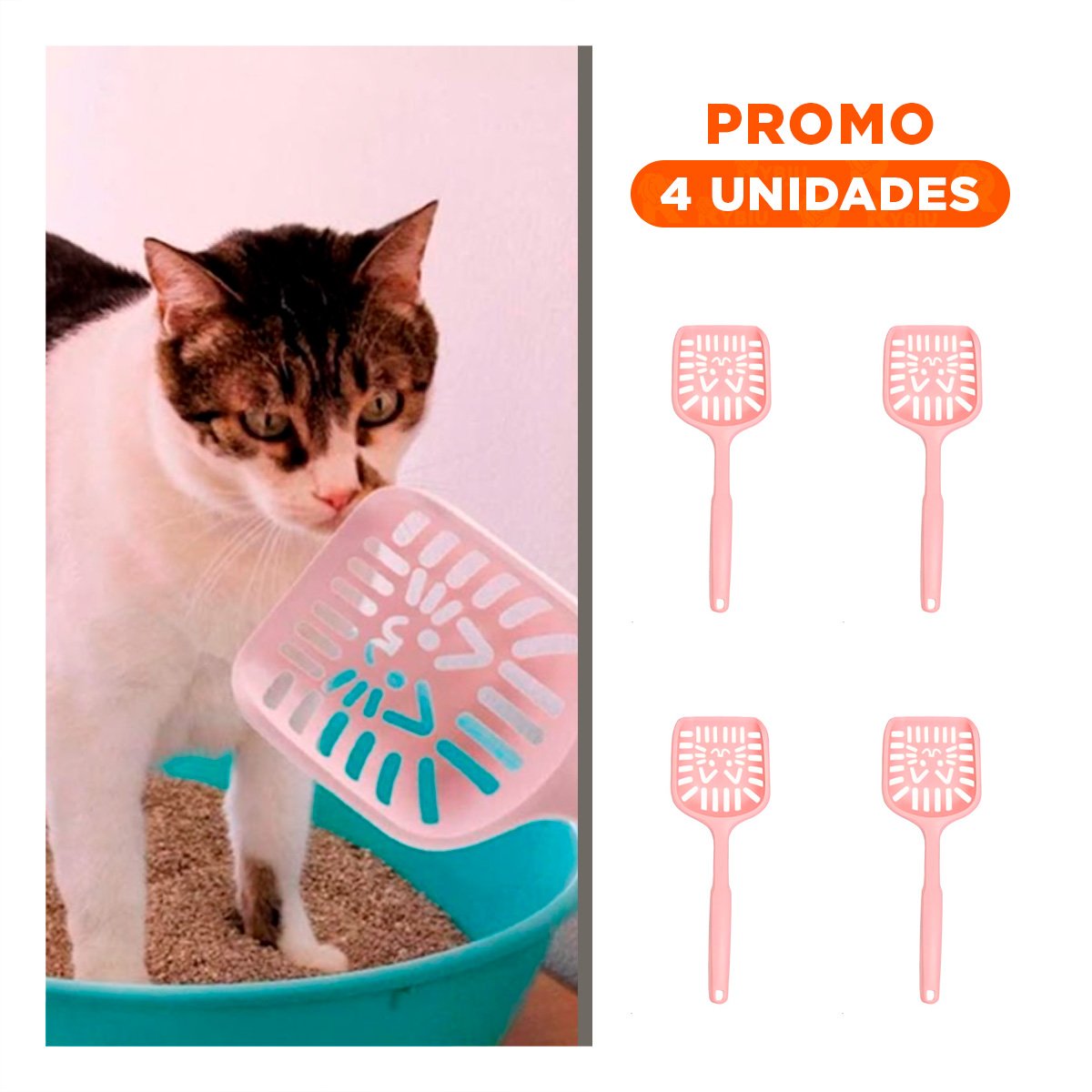 PACK4 DISPOSITIVO CERNIDOR PARA ARENA SANITARIA CARA DE GATO ROSADO PASTEL Y+REGALO STICKER - 1