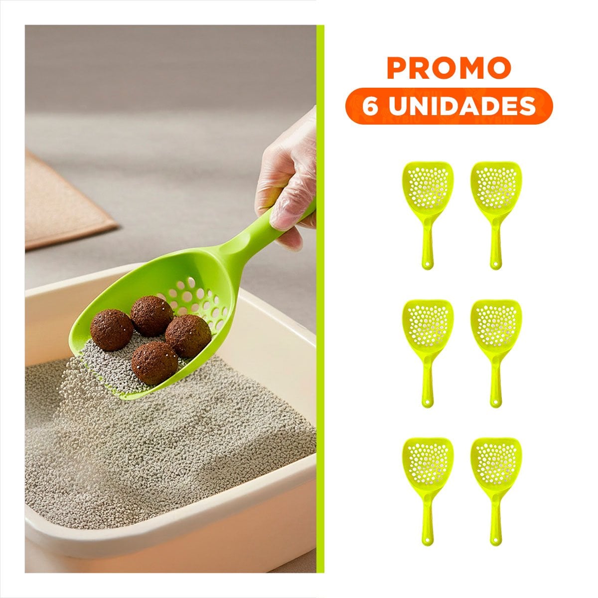 PACK6 CUCHARA PRACTICA 32X16CM PARA ARENERO DE GATO AMARILLO - 1