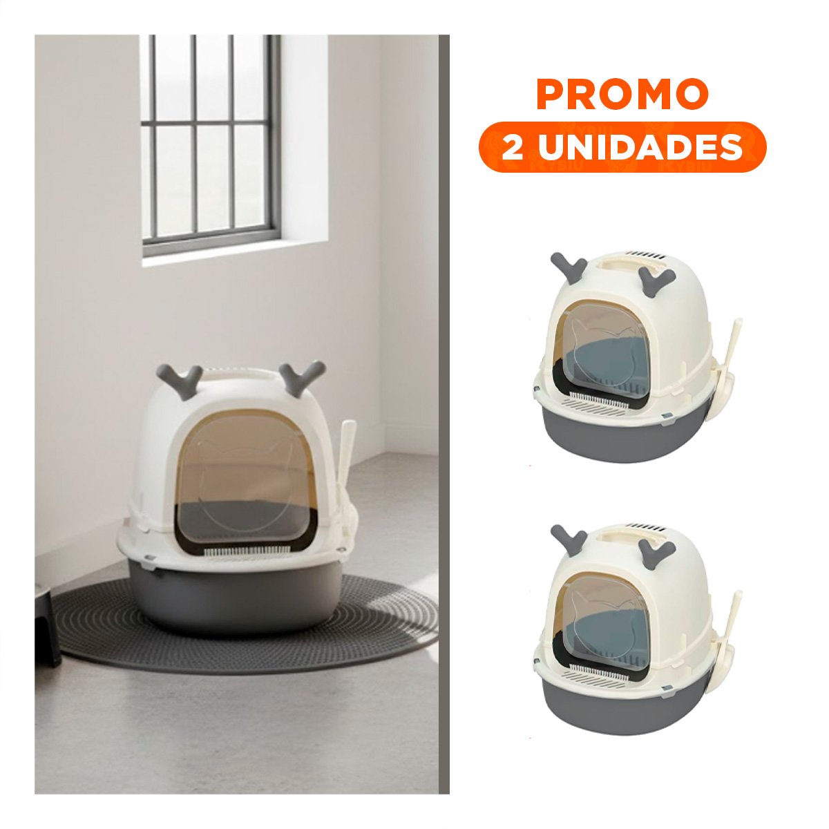 PACK2 SANITARIO ABIERTO PARA GATO RENO 2 EN 1 CON PALA HOGAR - 1