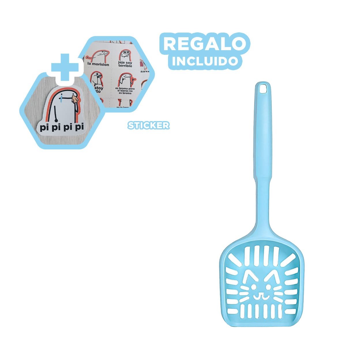 CUCHARA HIGIENICA 40X13CM ARENERO CELESTE PASTEL Y+REGALO STICKER - 1
