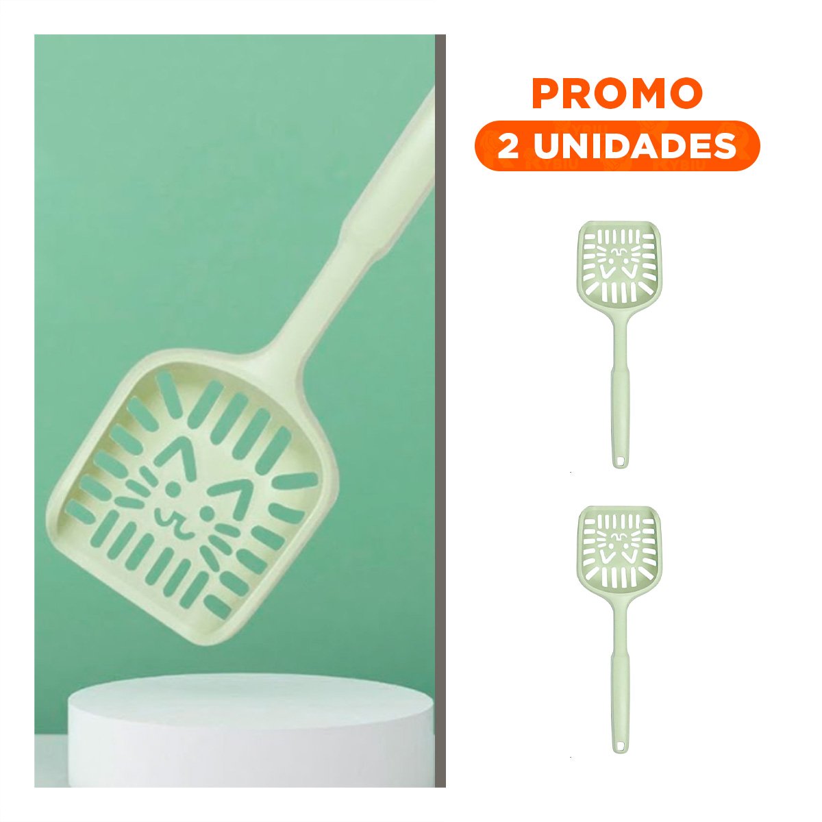 PACK2 RECOGEDOR FUNCIONAL 40X13CM PARA ARENA VERDE PASTEL - 1