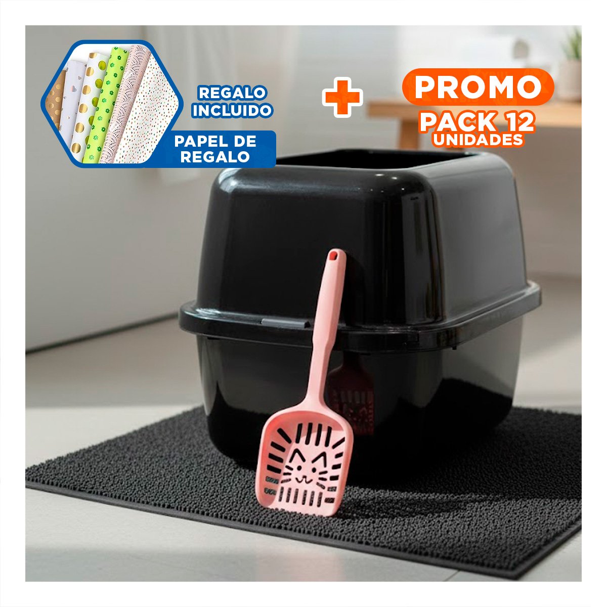 PACK12 COMPLEMENTO HIGIENICO PARA MASCOTAS CARA DE GATO ROSADO PASTEL Y+PAPEL REGALO - 1