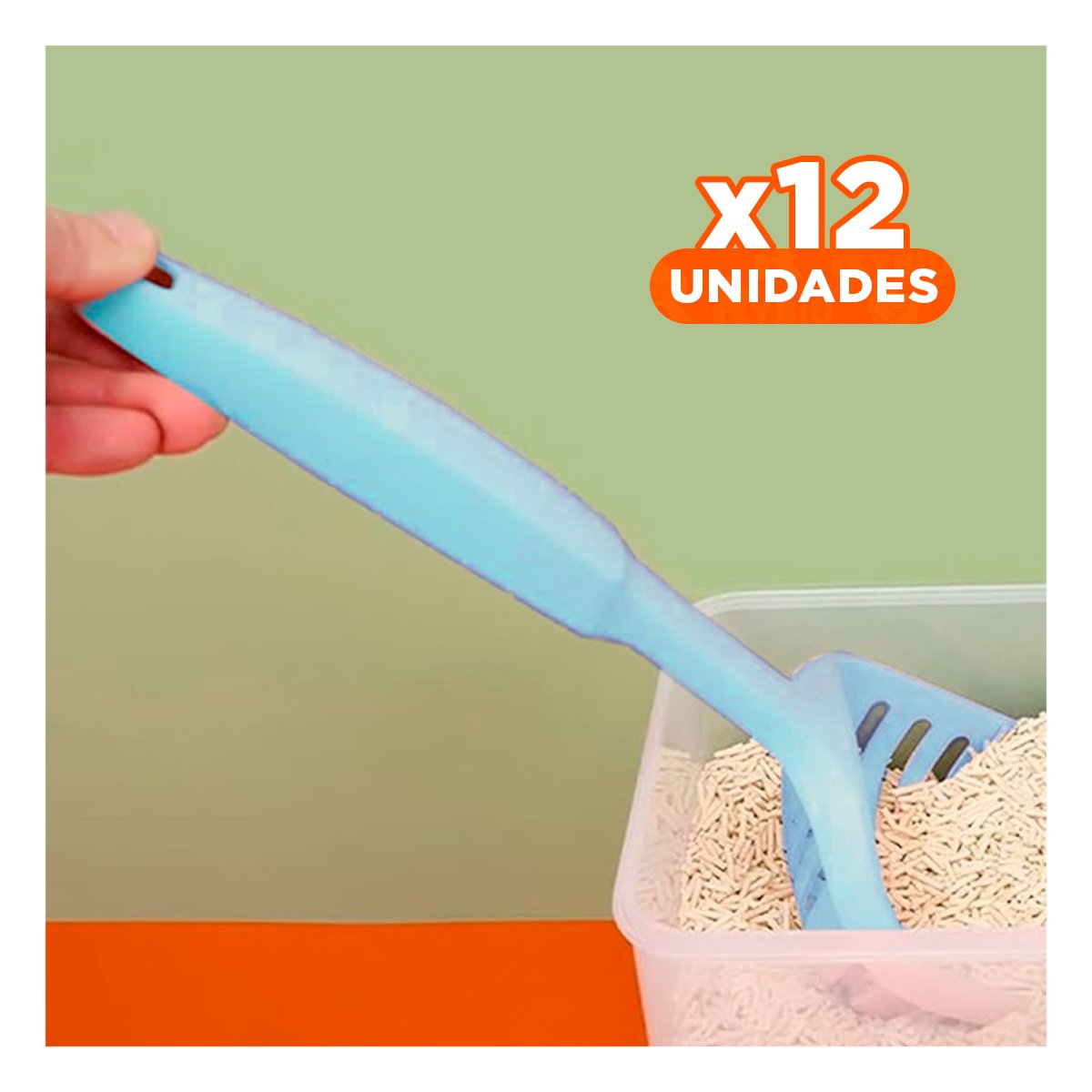PACK12 TAMIZADOR FUNCIONAL 40X13CM ARENA SANITARIA CELESTE PASTEL - 1
