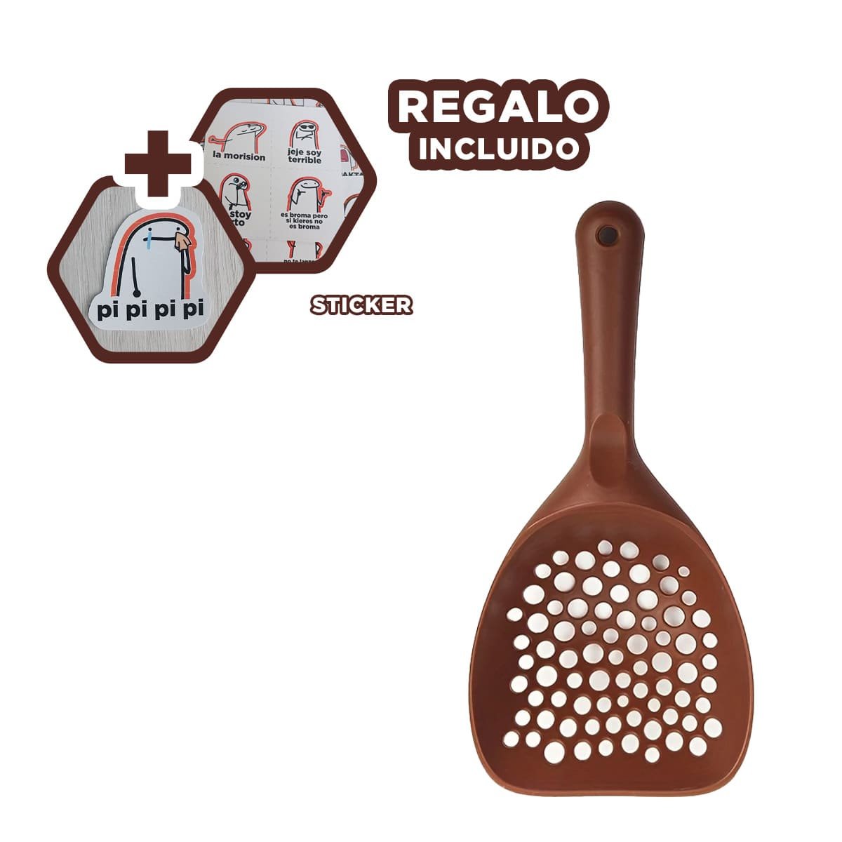 PALA CERNIDORA PARA MASCOTAS 32X16CM CON DISENO DE HUEQUITOS Y+REGALO STICKER - 1