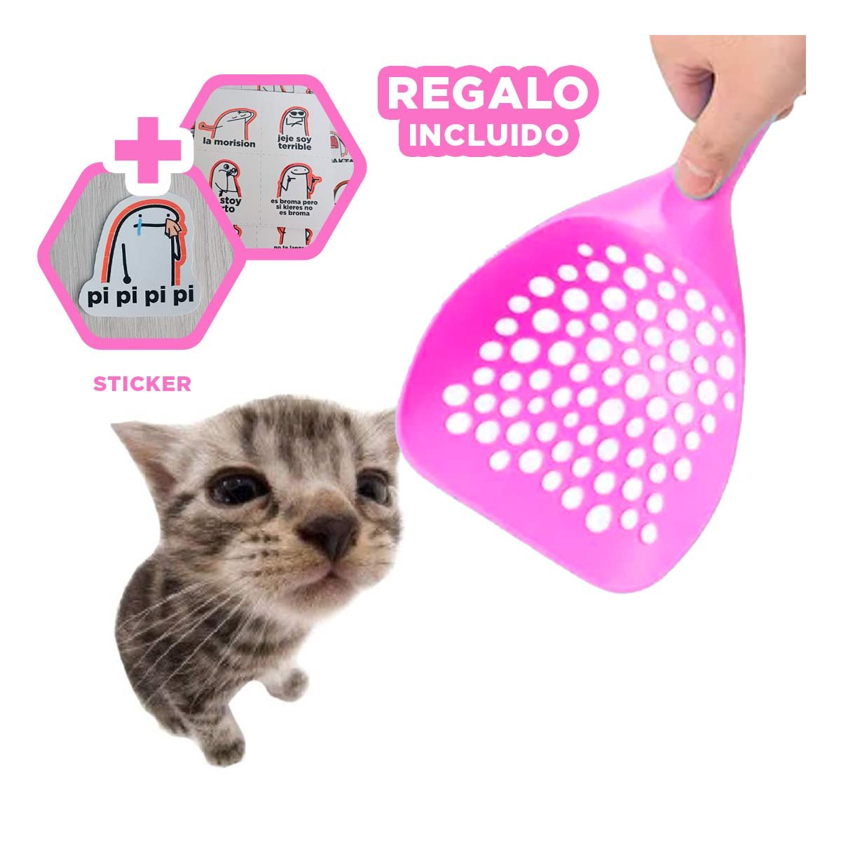 RECOLECTOR DOMESTICO PARA ARENERO DE MASCOTAS 32X16CM CON HUEQUITOS Y+REGALO STICKER - 1