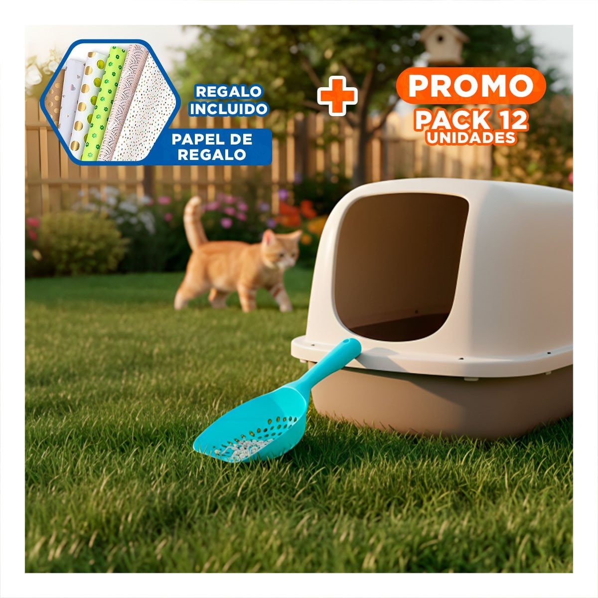 PACK12 UTENSILIO CERNIDOR PARA ARENA DE MASCOTAS 32X16CM CON HUEQUITOS Y+PAPEL REGALO - 1