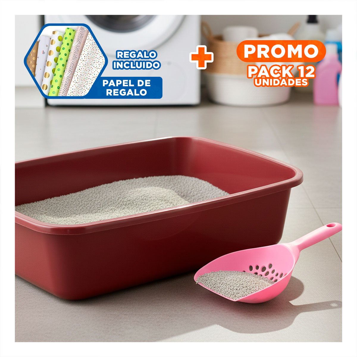 PACK12 UTENSILIO CERNIDOR PARA ARENA DE MASCOTAS 32X16CM CON HUEQUITOS Y+PAPEL REGALO - 1