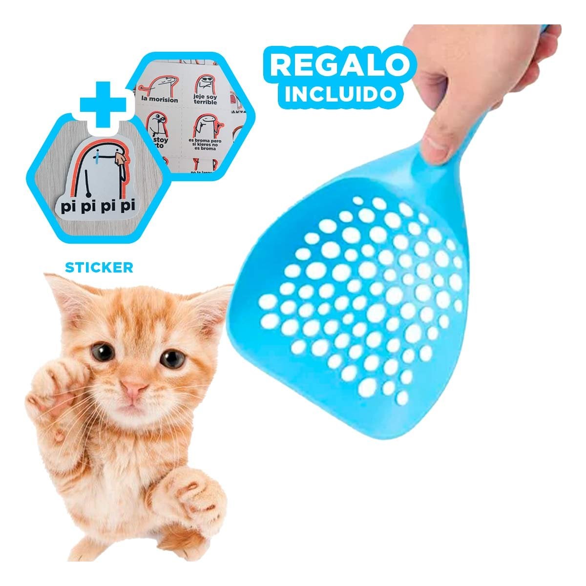 RECOLECTOR DOMESTICO PARA ARENERO DE MASCOTAS 32X16CM CON HUEQUITOS Y+REGALO STICKER - 1