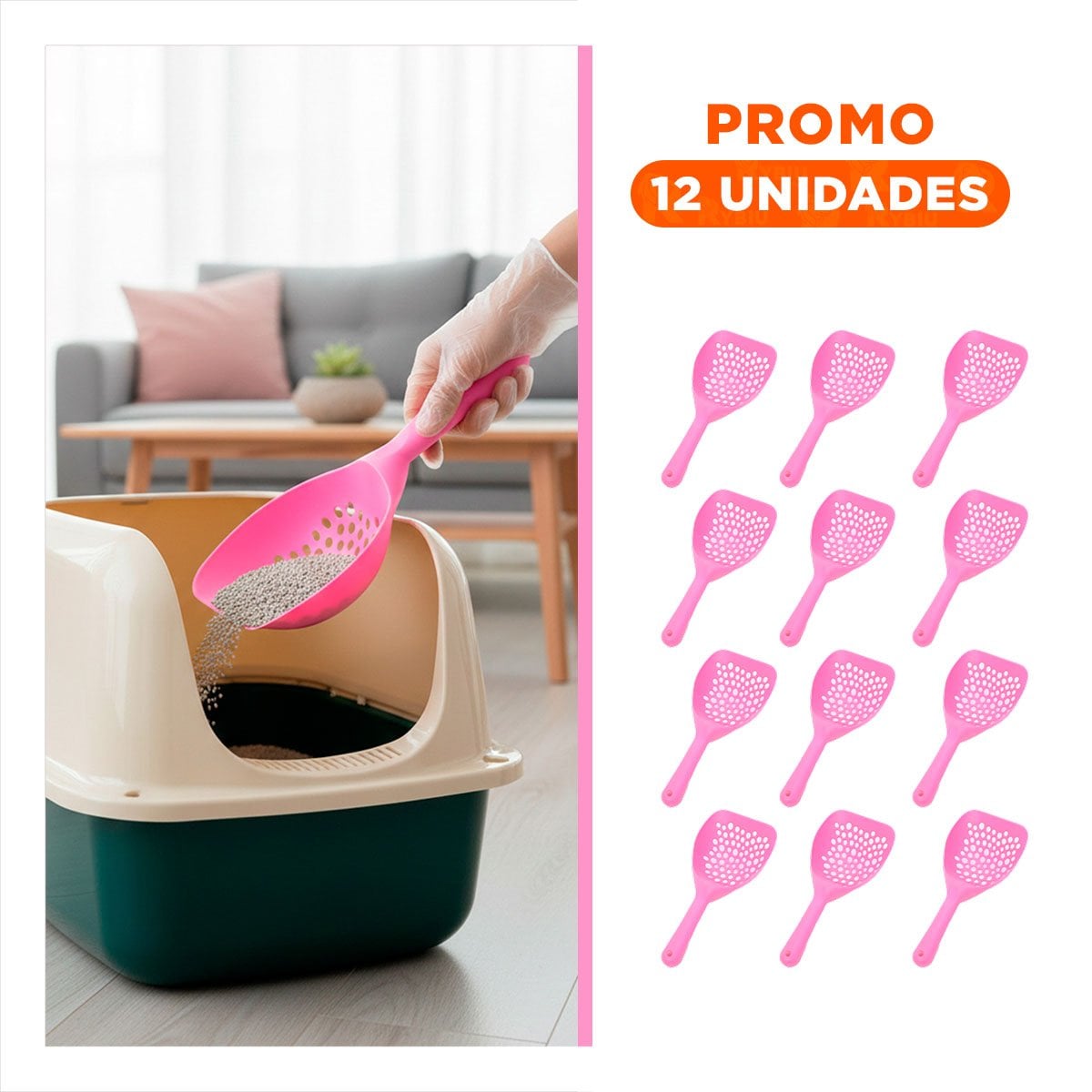 PACK12 ACCESORIO HIGIENICO PARA ARENERO DE GATO 32X16CM CON DISENO PERFORADO Y+REGALO STICKER - 1