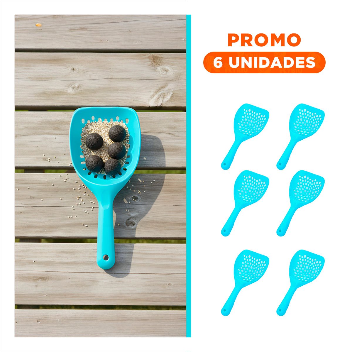 PACK6 TAMIZADOR PARA ARENA DE MASCOTAS 32X16CM CON SISTEMA CERNIDOR - 1