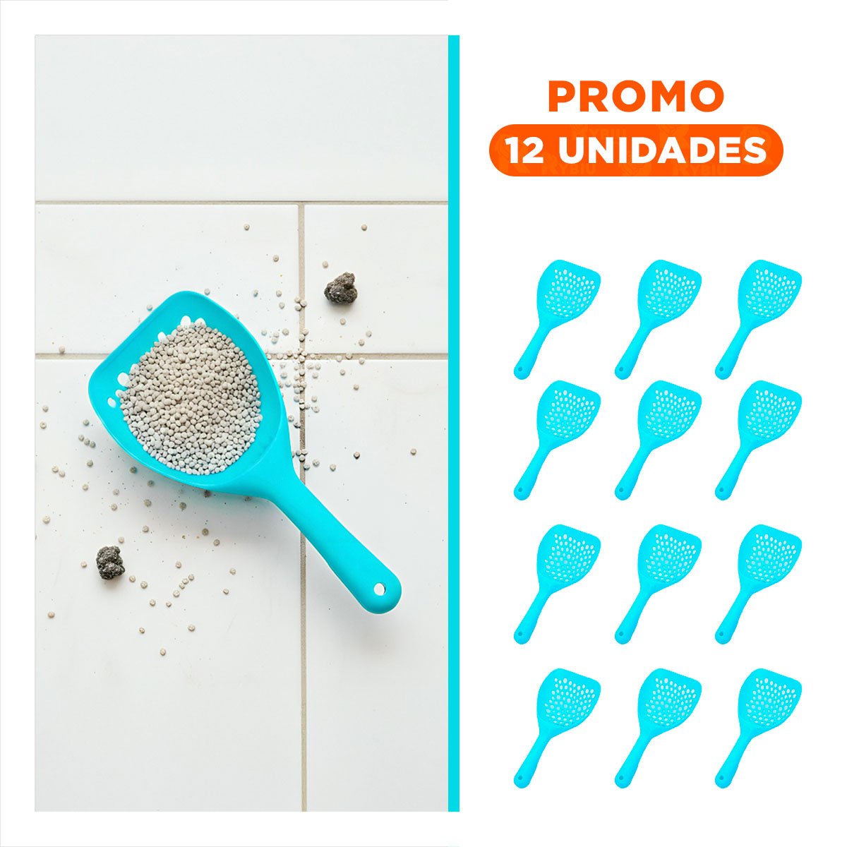 PACK12 ACCESORIO HIGIENICO PARA ARENERO DE GATO 32X16CM CON DISENO PERFORADO Y+REGALO STICKER - 1