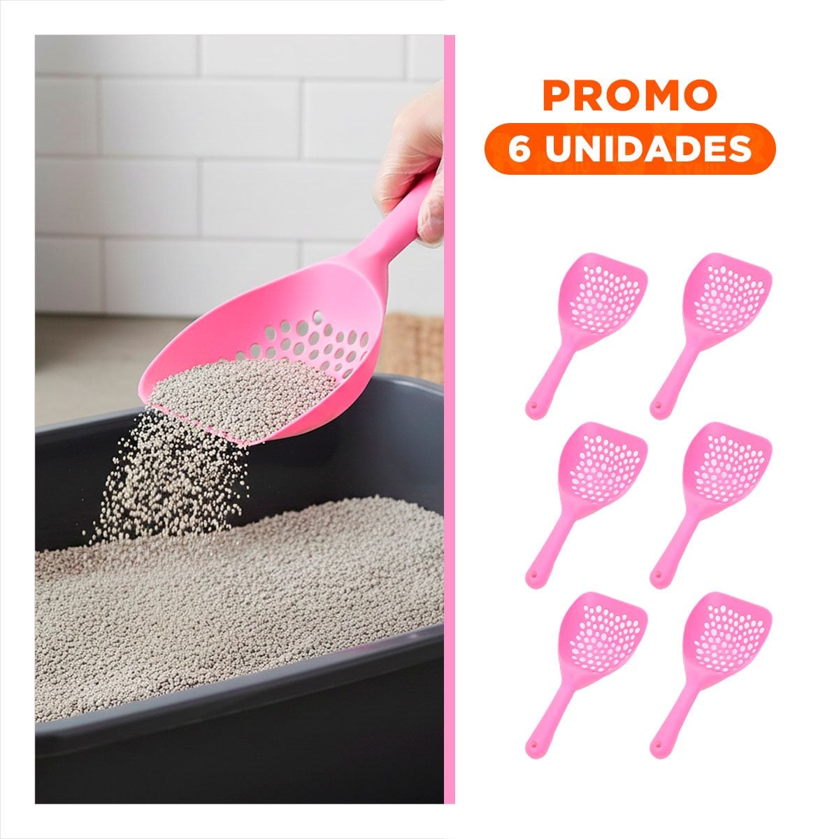 PACK6 TAMIZADOR PARA ARENA DE MASCOTAS 32X16CM CON SISTEMA CERNIDOR - 1