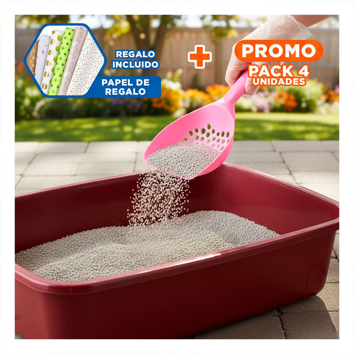 PACK4 RECOGEDOR PARA MASCOTAS 32X16CM CON DISENO PERFORADO Y+PAPEL REGALO - 1