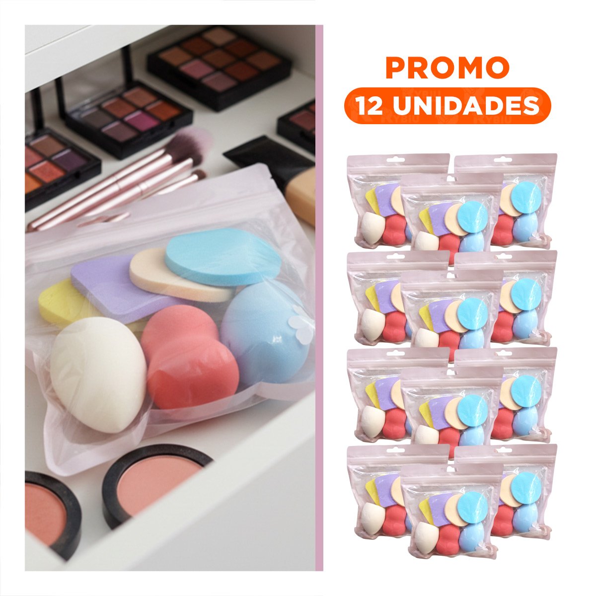 PACK12 DISPOSITIVO PORTATIL MULTICOLOR PARA MAQUILLAJE CON 7 PIEZAS COMODO Y+REGALO STICKER - 1