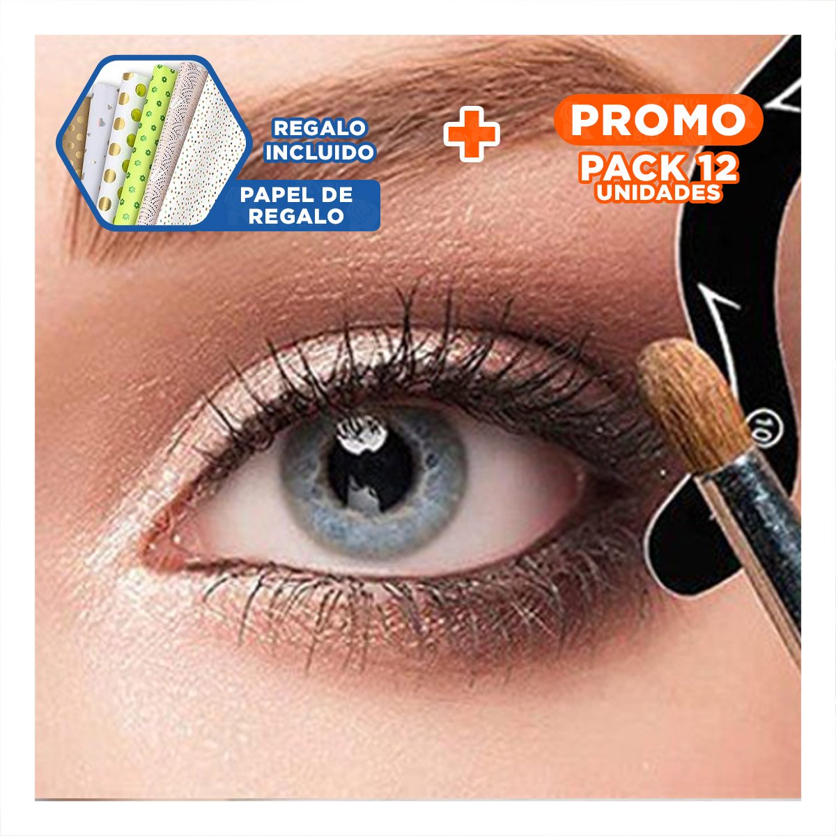 PACK12 COMPLEMENTO COMPACTO NEGRO PARA DELINEADO DE OJOS FACIL Y+PAPEL REGALO - 1