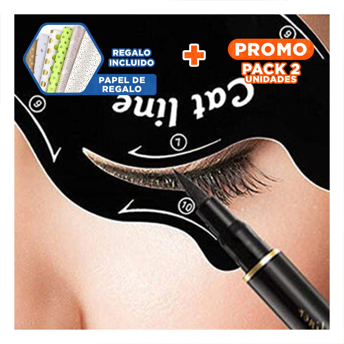 PACK2 HERRAMIENTA PORTATIL NEGRO PARA DELINEADO DE OJOS COMODA Y+PAPEL REGALO - 1